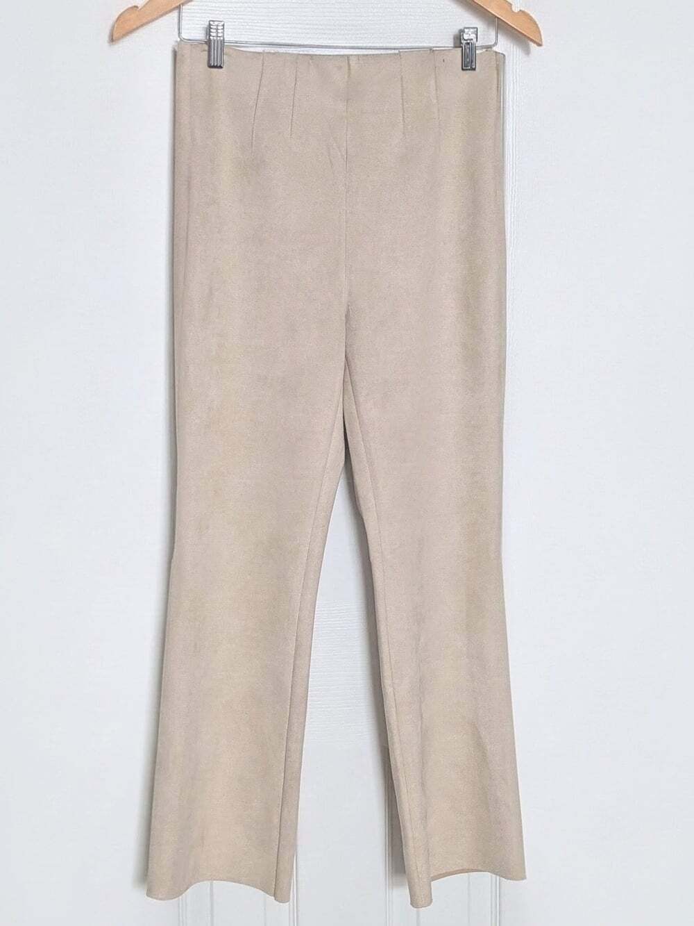 NWT Zara (Small) Suede Mini-Flare High-Rise Stretch Elastic Waist Boot-Cut Pants